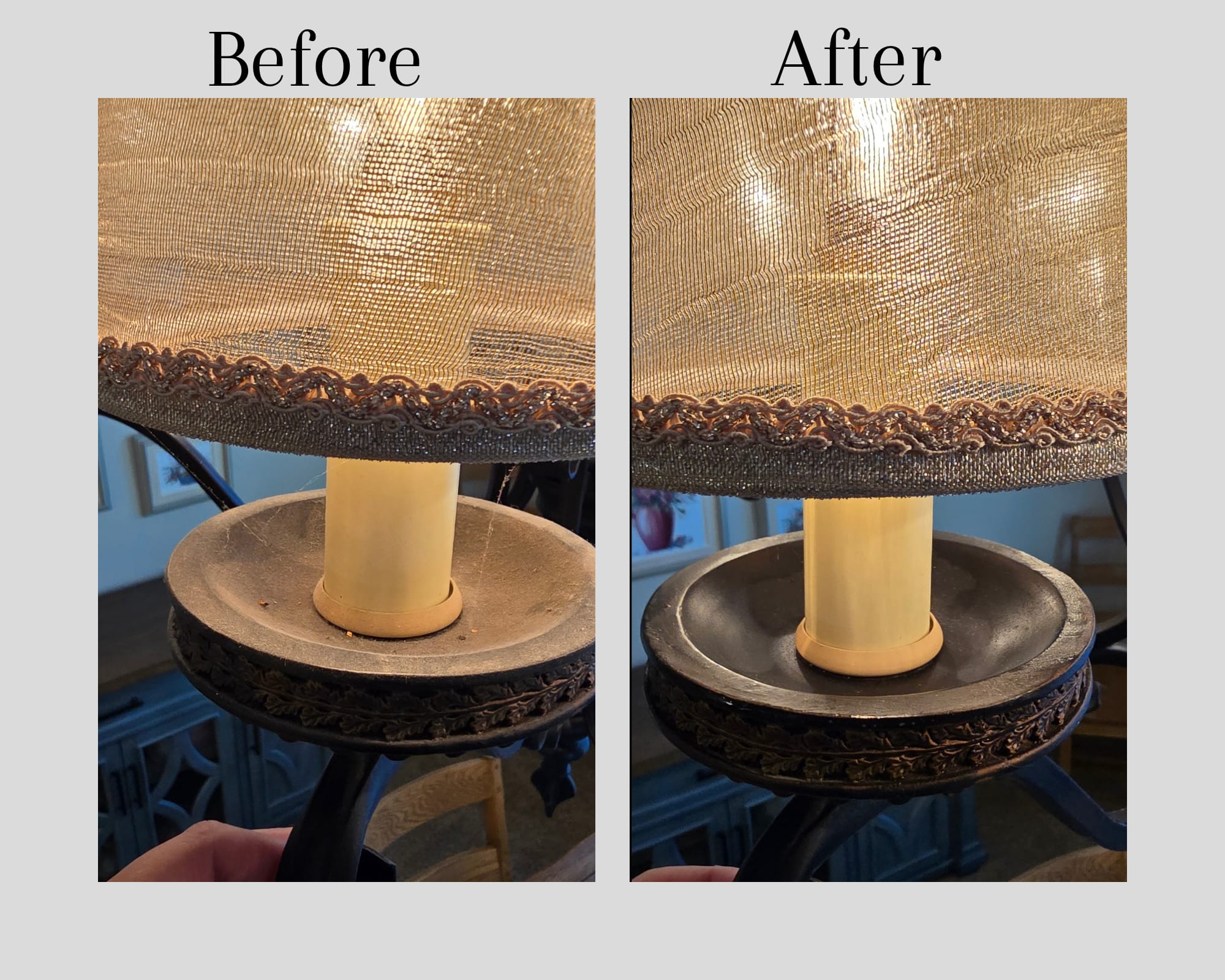Before and after: Lamp detail cleaning