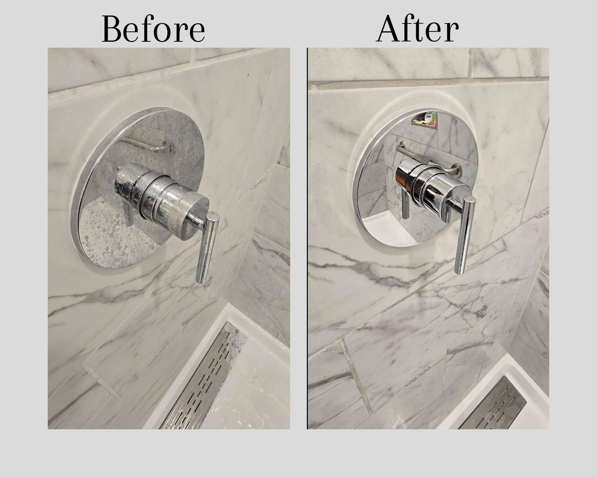 Before and after: Shower valve detail cleaning